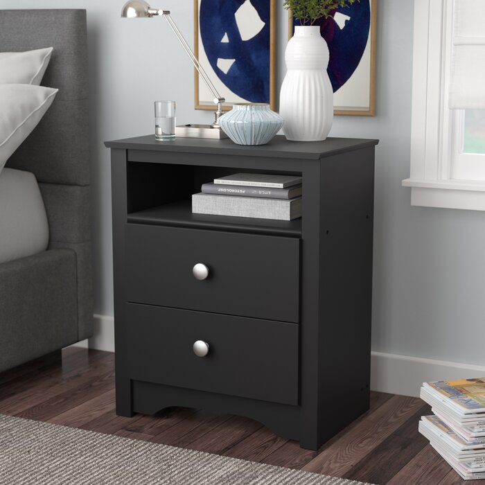 Black Legrand 2 Drawer Nightstand  LX5437
