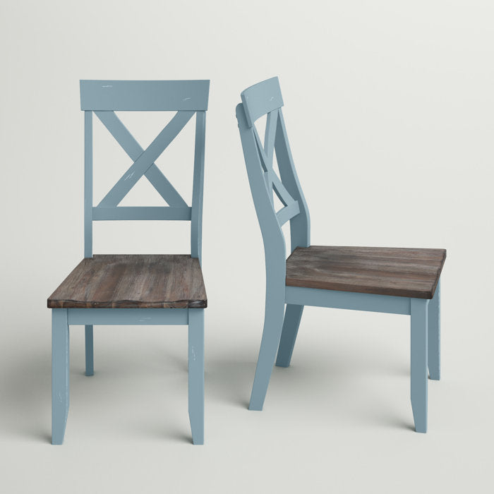 Leucas Solid Wood Cross Back Side Chair (Set of 2)
