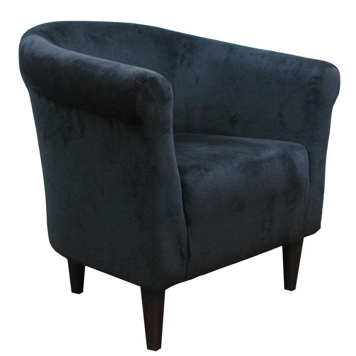 Liam Barrel Chair, Black Microfiber/Microsuede (#K3619)