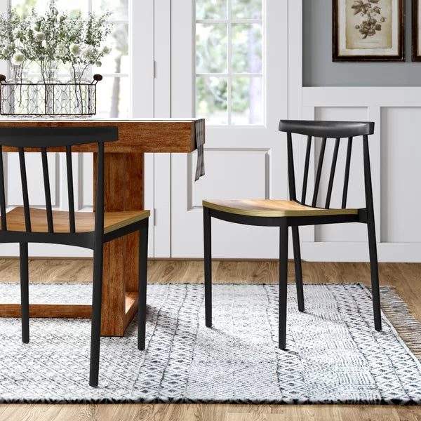 Black Libertyville Slat Back Stacking Side Chair (Set of 2)