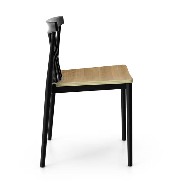 Black Libertyville Slat Back Stacking Side Chair (Set of 2)