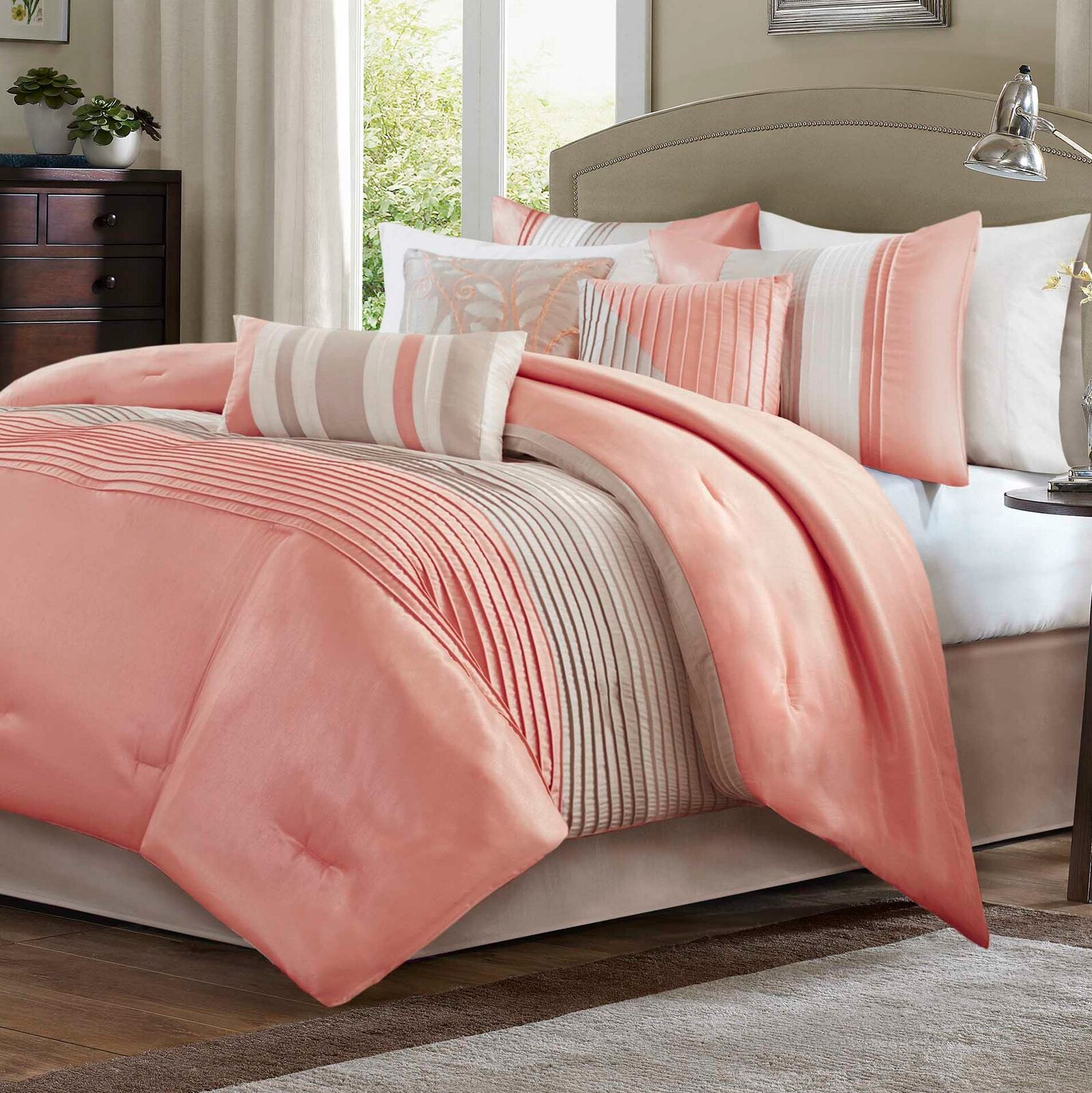Black/Gray Liesel Striped 7 Piece Comforter Set SC488