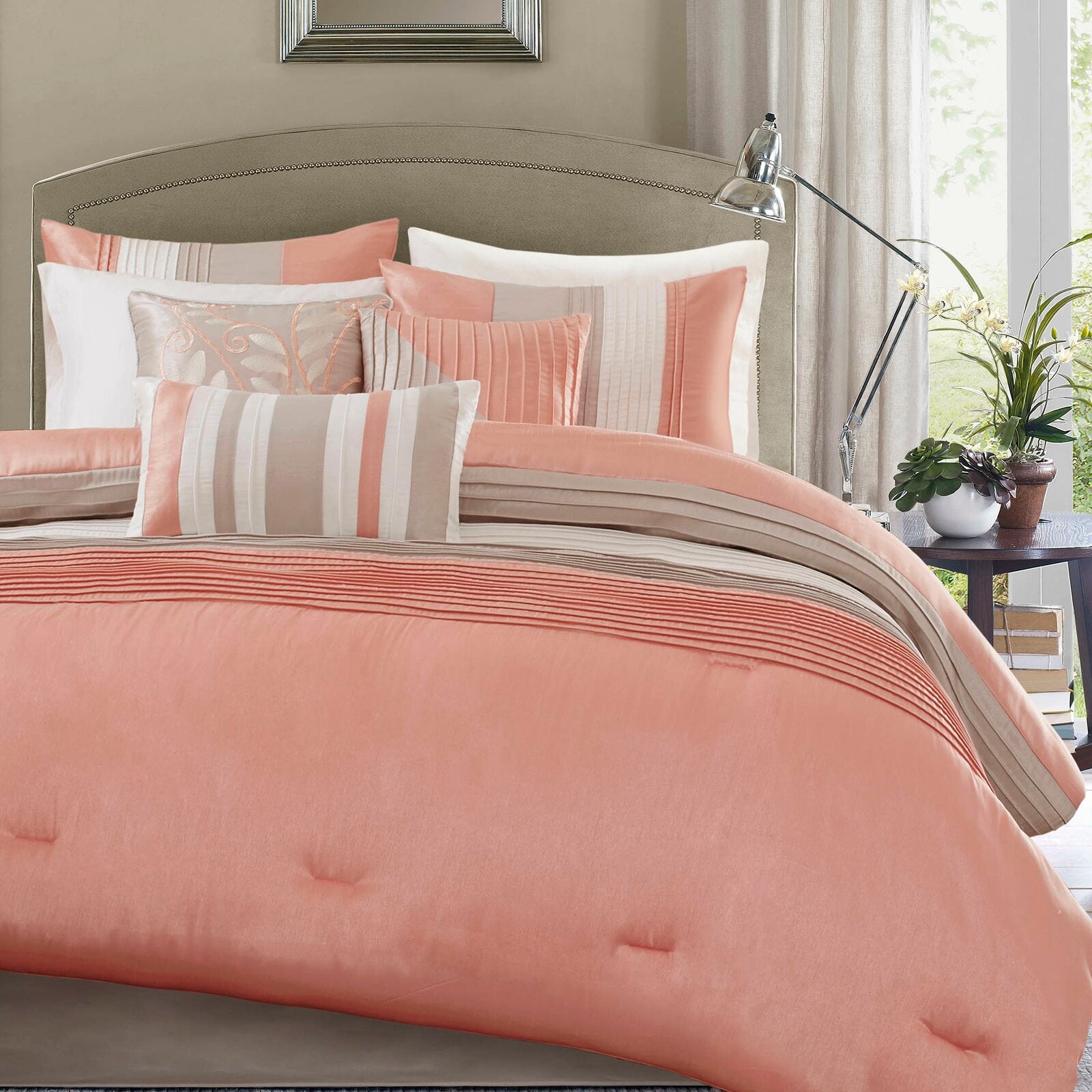 Black/Gray Liesel Striped 7 Piece Comforter Set SC488