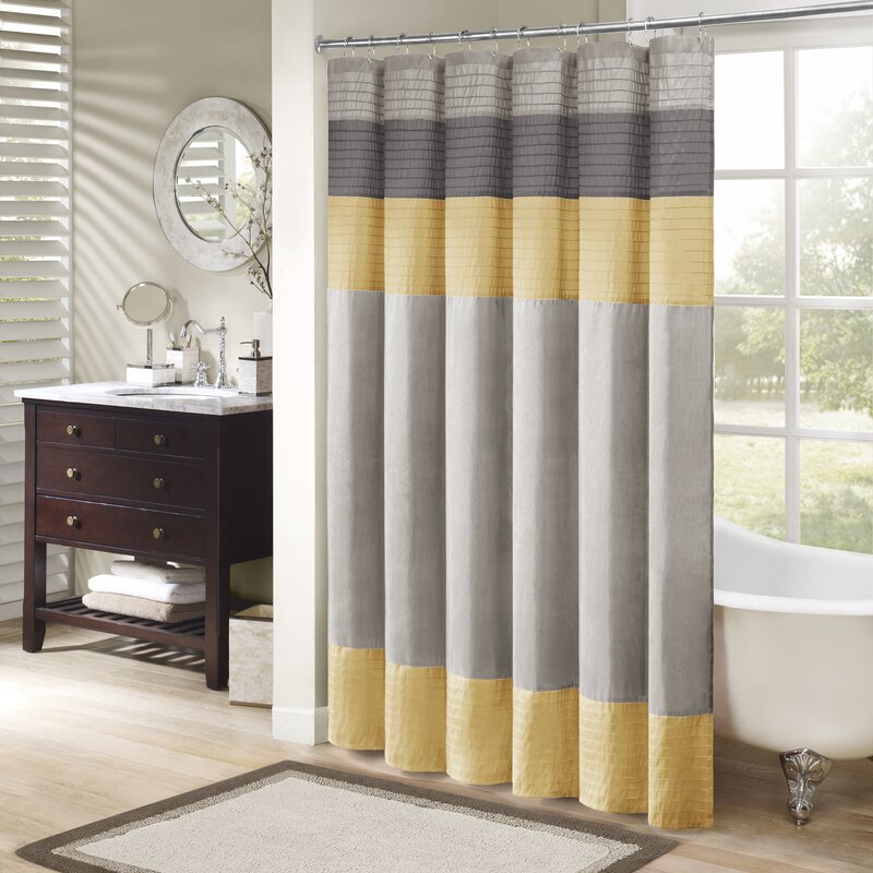 72" H x 72" W Yellow Liesel Striped Single Shower Curtain