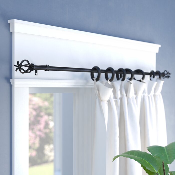 2.25" H x 88" W x 2.25" D Black Liev Caged Finial Single Curtain Rod