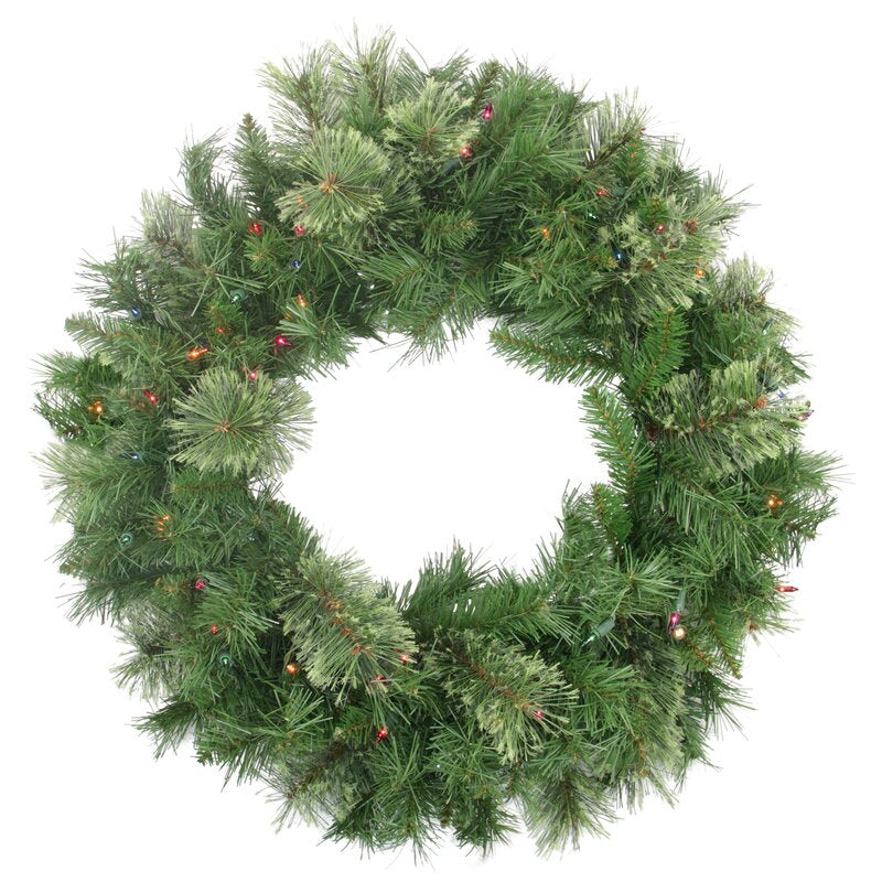 24" Lighted Mixed Cashmere Pine Artificial Christmas Wreath, LC147