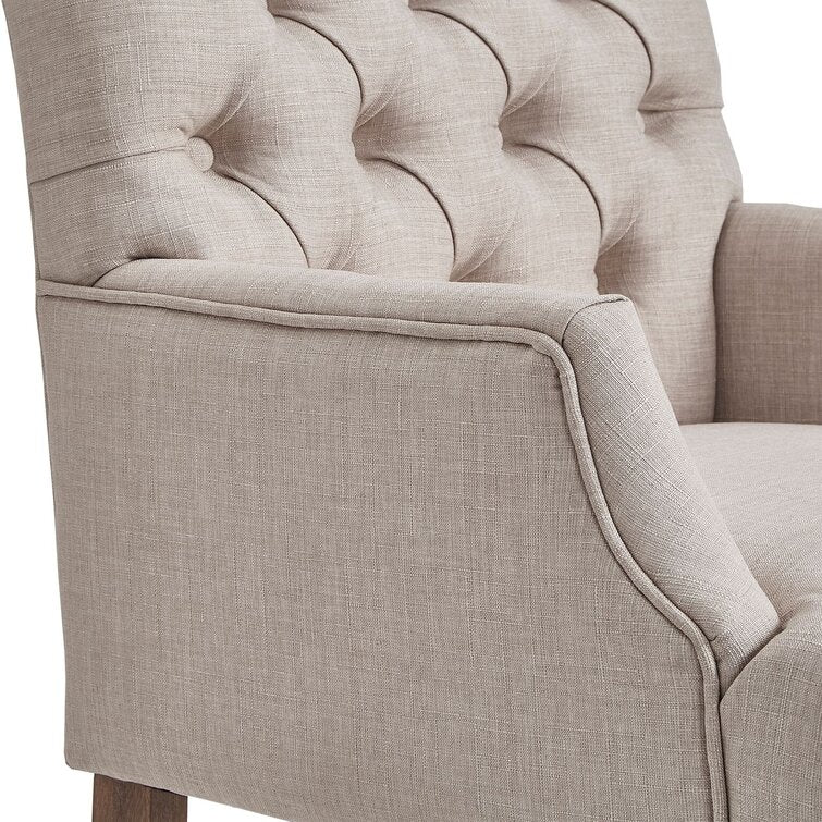Beige Lila Tufted Linen Arm Chair