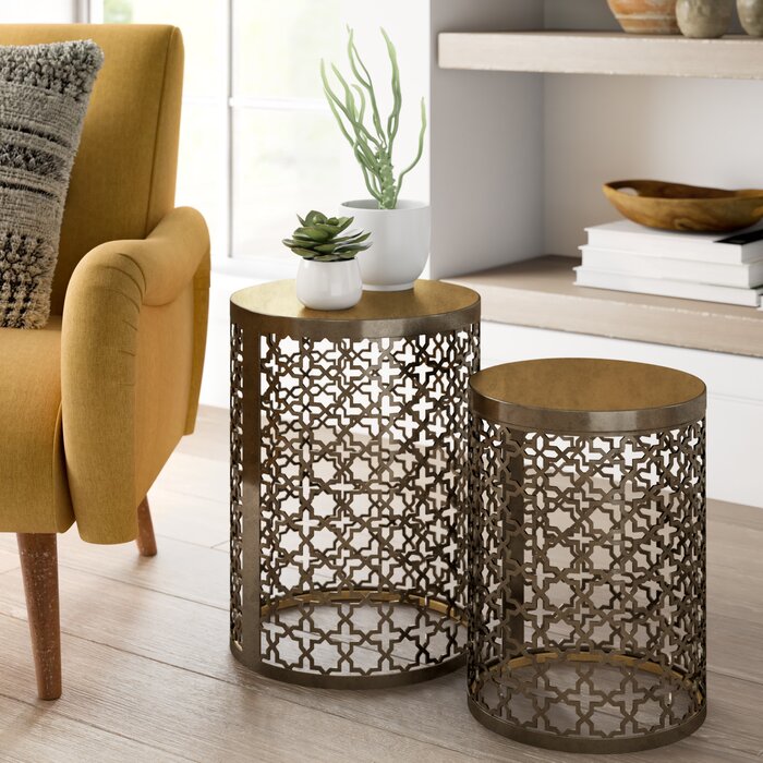 Linco Doleman Perforated 2 Piece Nesting Table (#K1356)