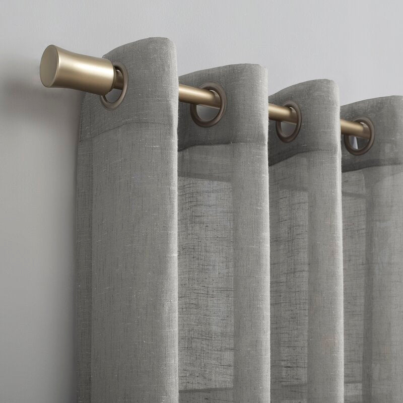 84"84" L x 52" W Linen Solid Color Sheer Grommet Single Curtain Panel