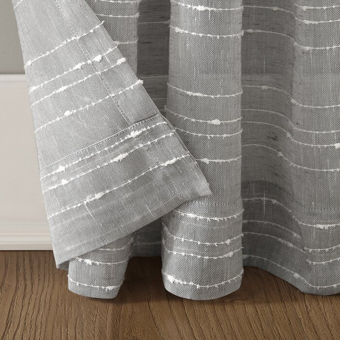 52" W x 95" L Linen Striped Semi-Sheer Rod Pocket Curtain Panel, (Set of 2)