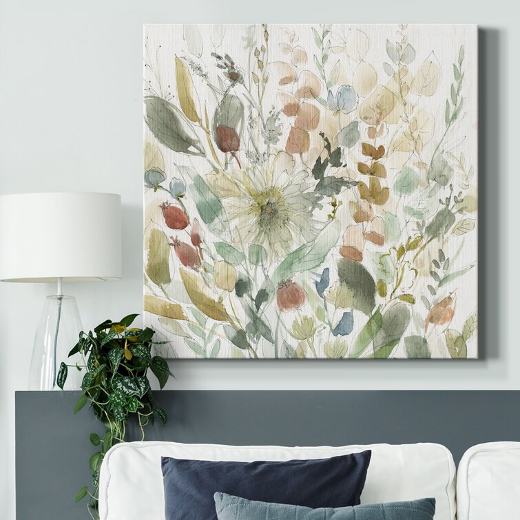 40" H x 40" W x 1" D Linen Wildflower Garden Wrapped Canvas