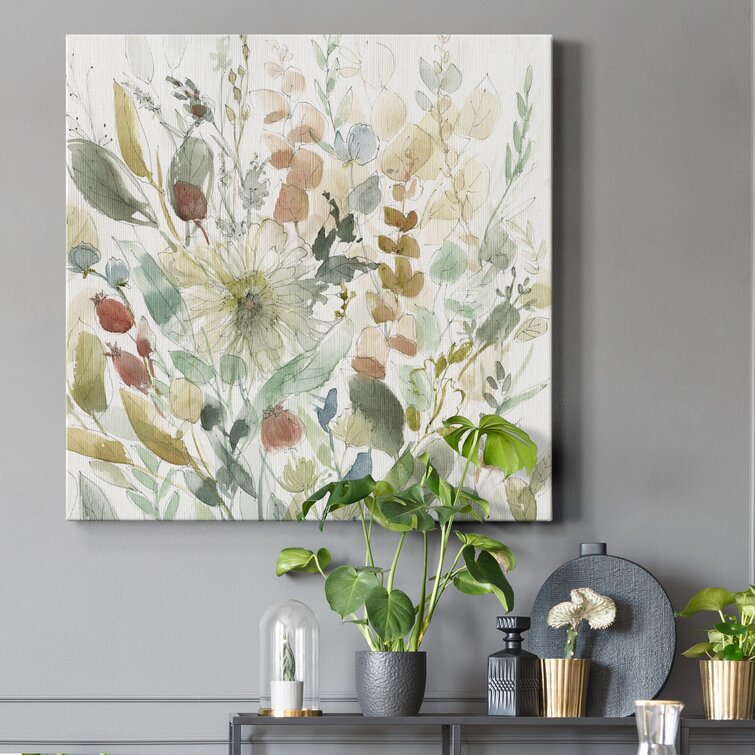 40" H x 40" W x 1" D Linen Wildflower Garden Wrapped Canvas