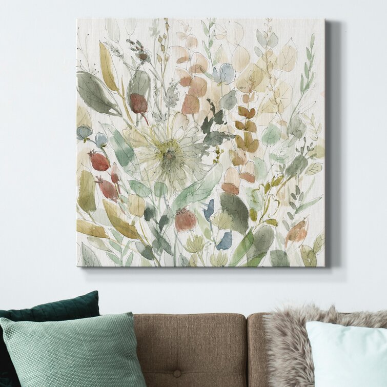 40" H x 40" W x 1" D Linen Wildflower Garden Wrapped Canvas