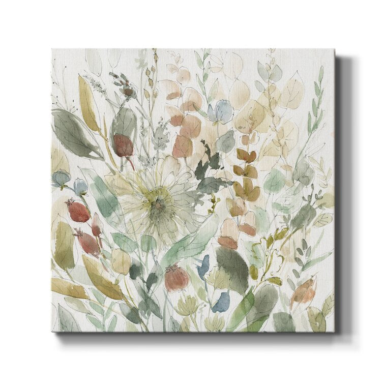 40" H x 40" W x 1" D Linen Wildflower Garden Wrapped Canvas