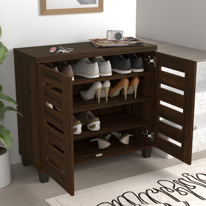 Dusty Walnut Lismore 12 Pair Shoe Storage Cabinet Salvage Co Indy