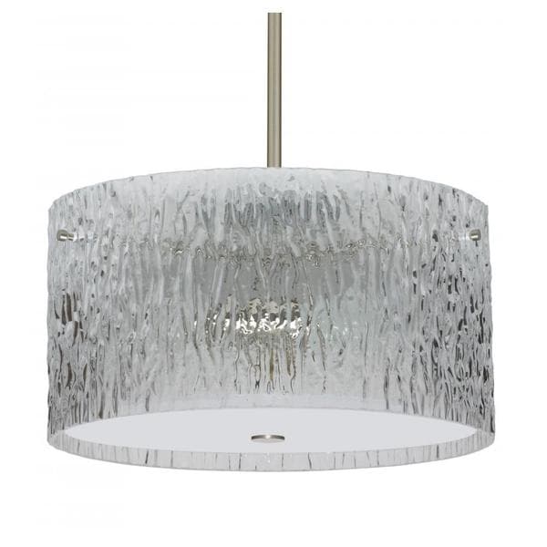 Besa Stem Pendant Tamburo 16 Satin Nickel Clear Stone  EJ453