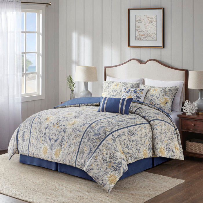 Livia 100% Cotton Percale Comforter Set, Cal. King Comforter + 5 Additional Pieces (Set of 6)