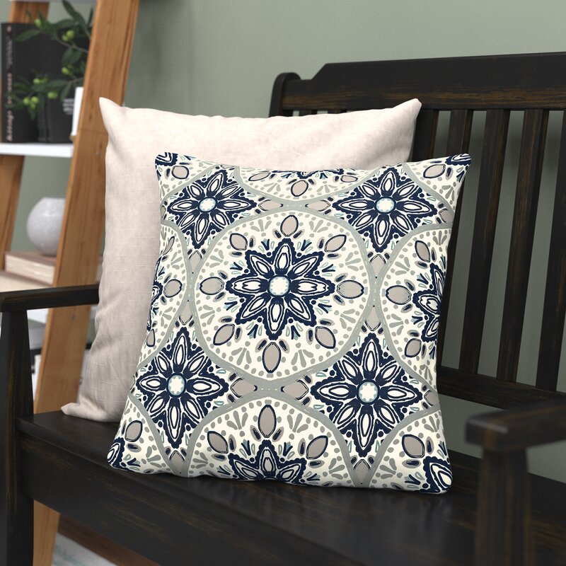 Blue/Gray Liz Outdoor Square Pillow Cover & Insert