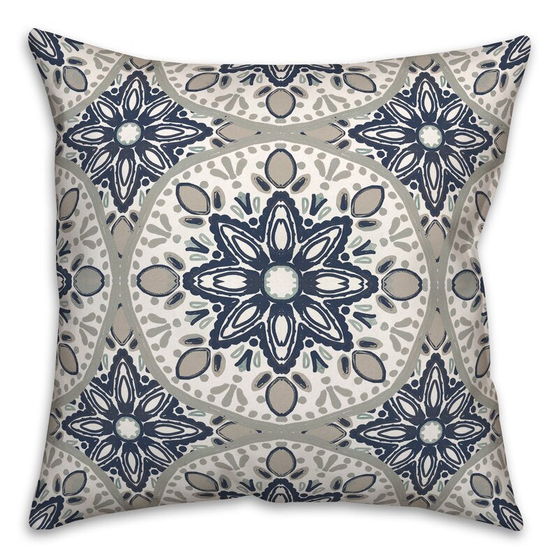 Blue/Gray Liz Outdoor Square Pillow Cover & Insert