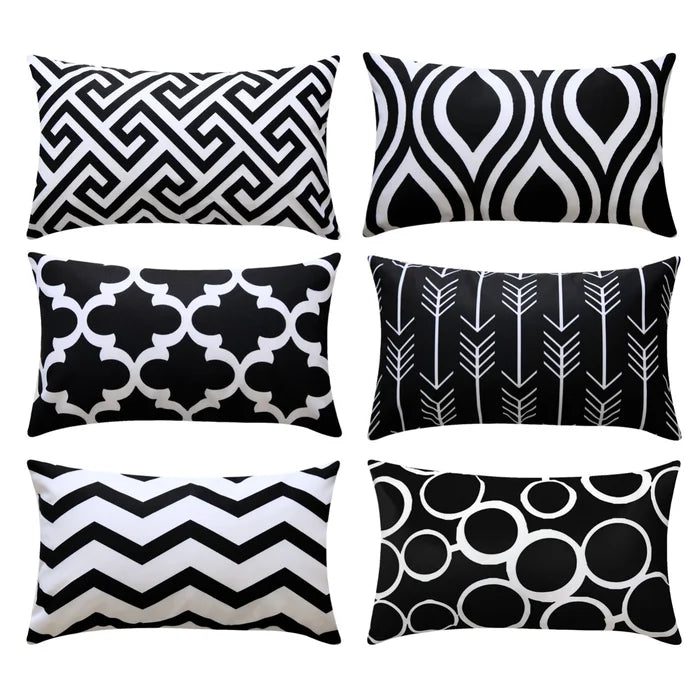 Black Lizan Outdoor Rectangular Pillow Cover (Set of 6)