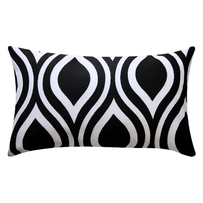 Black Lizan Outdoor Rectangular Pillow Cover (Set of 6)