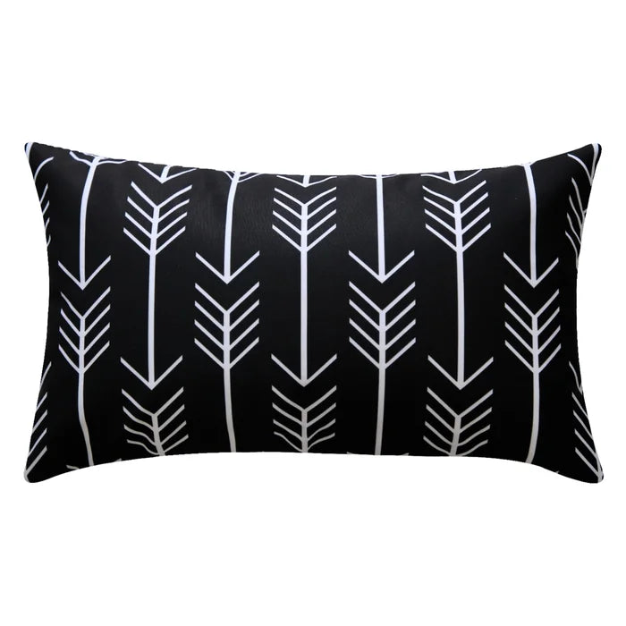 Black Lizan Outdoor Rectangular Pillow Cover (Set of 6)