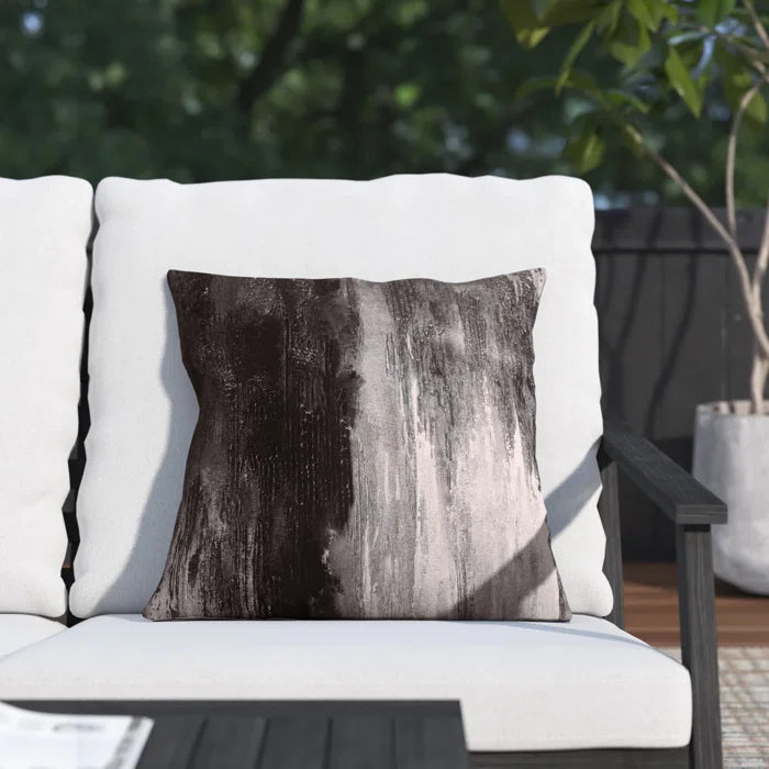 Black Lomanto Painted Outdoor Square Pillow Cover & Insert, (Set of 2)