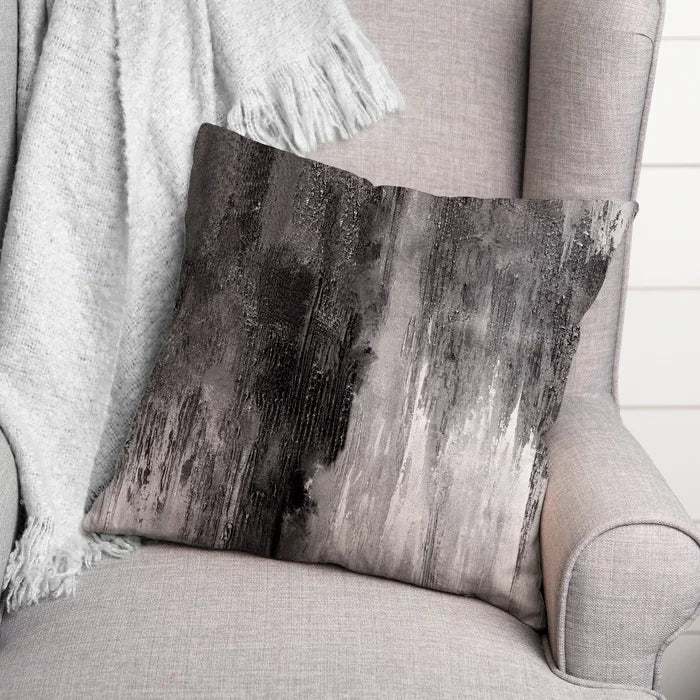 Black Lomanto Painted Outdoor Square Pillow Cover & Insert, (Set of 2)