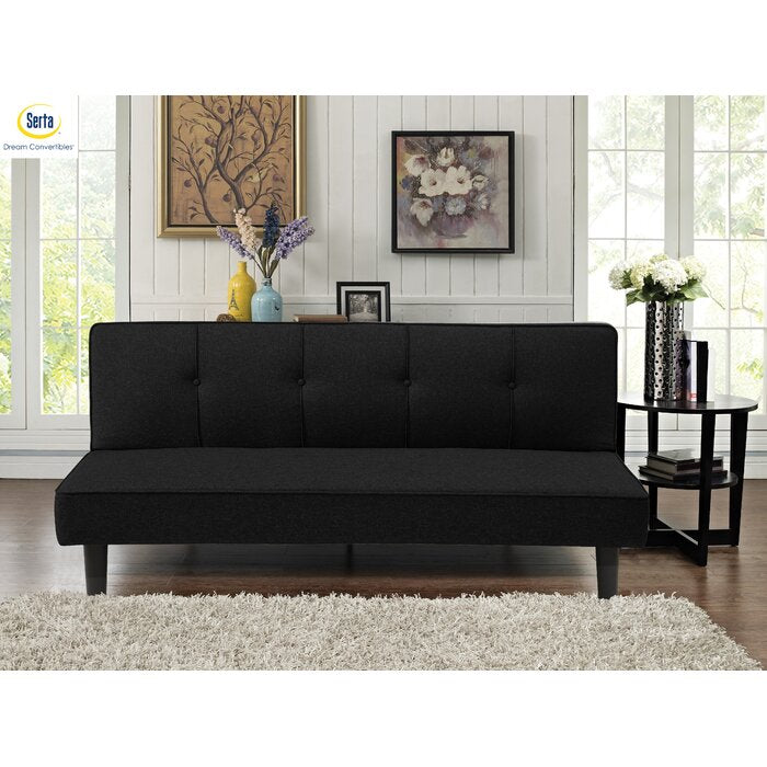 London Full Tufted Back Convertible Sofa, Black (#855)