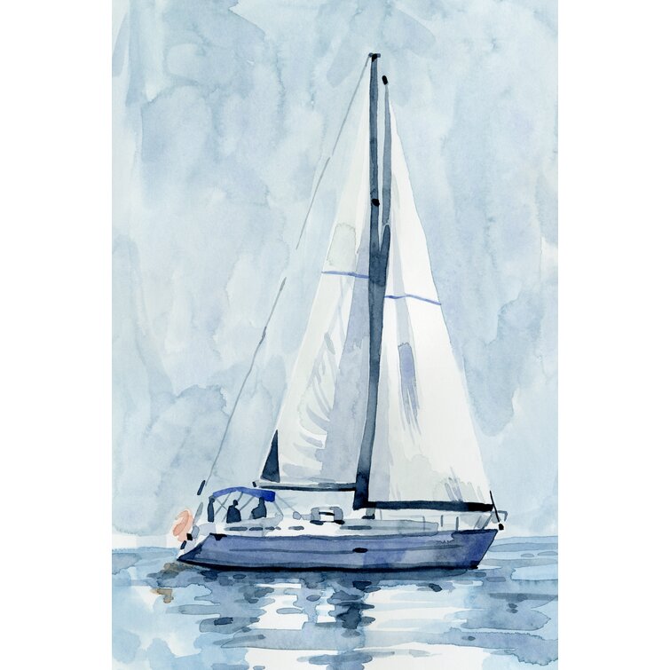 36" H x 24" W x 1.25" D Lone Sailboat II by  Wrapped Canvas Painting