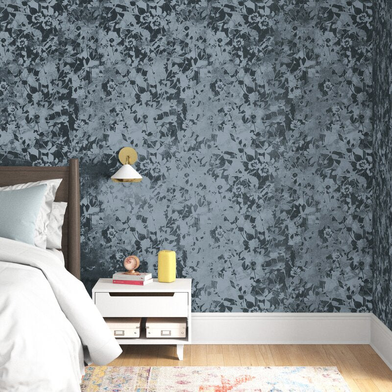Black/Gray Lonsdale Wildflower Shadows 18.86' L x 18" W Peel and Stick Wallpaper Roll, LC211