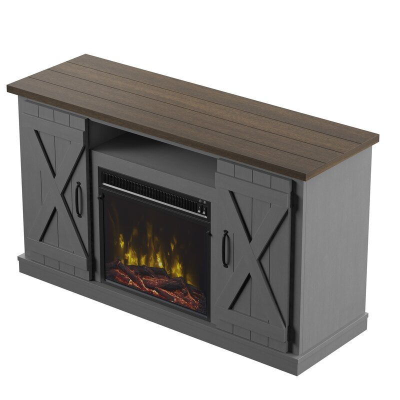 Antique Gray Lorraine TV Stand for TVs up to 55" with Fireplace Includ