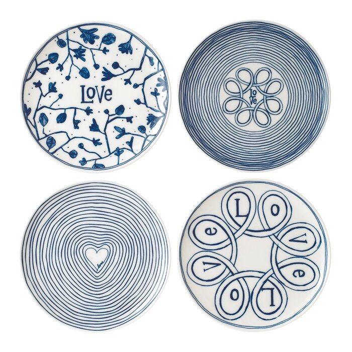 Ellen DeGeneres/Royal Dalton Love Dessert Plate Set (Set of 4) EE811