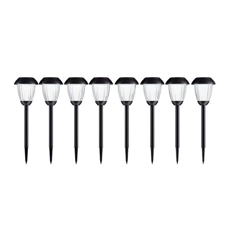 Black Low Voltage Solar Powered Integrated LED Metal Pathway Light (Set of 8)