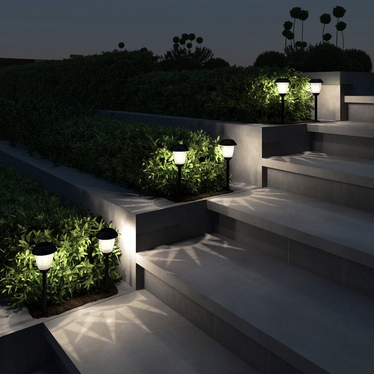 Black Low Voltage Solar Powered Integrated LED Metal Pathway Light (Set of 8)