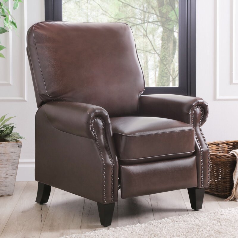 Brown faux leather manual recliner Dr392