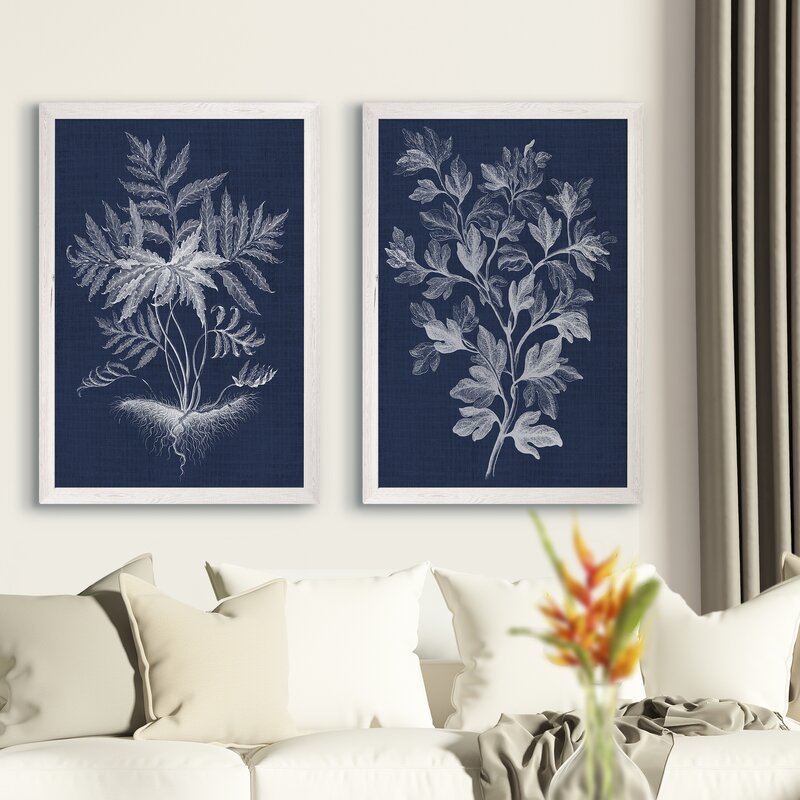 20" H x 16" W x 1.25" D Blue/Gray 'Lustr Foliage Chintz I' by Vincent Van Gogh - 2 Piece Picture Frame Painting Print Set pt1070