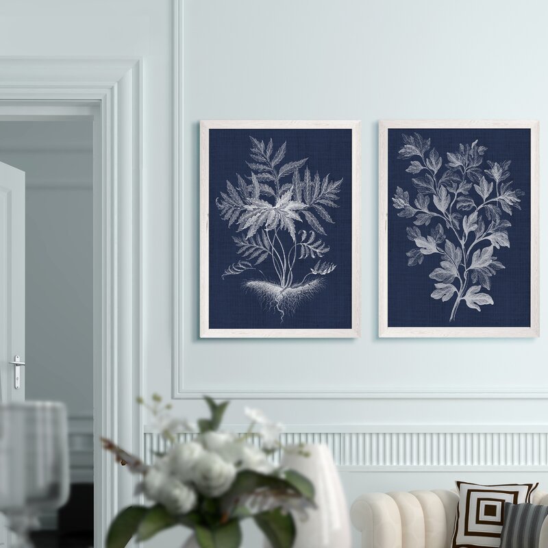20" H x 16" W x 1.25" D Blue/Gray 'Lustr Foliage Chintz I' by Vincent Van Gogh - 2 Piece Picture Frame Painting Print Set pt1070