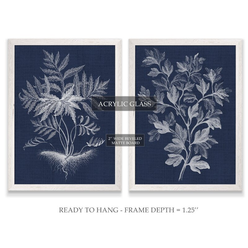 20" H x 16" W x 1.25" D Blue/Gray 'Lustr Foliage Chintz I' by Vincent Van Gogh - 2 Piece Picture Frame Painting Print Set pt1070
