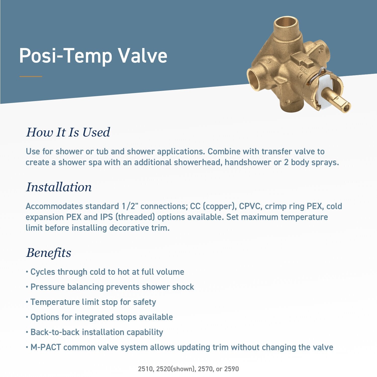 2510 M-Pact Posi-Temp IPS Connection Pressure Balancing Valve TTR557