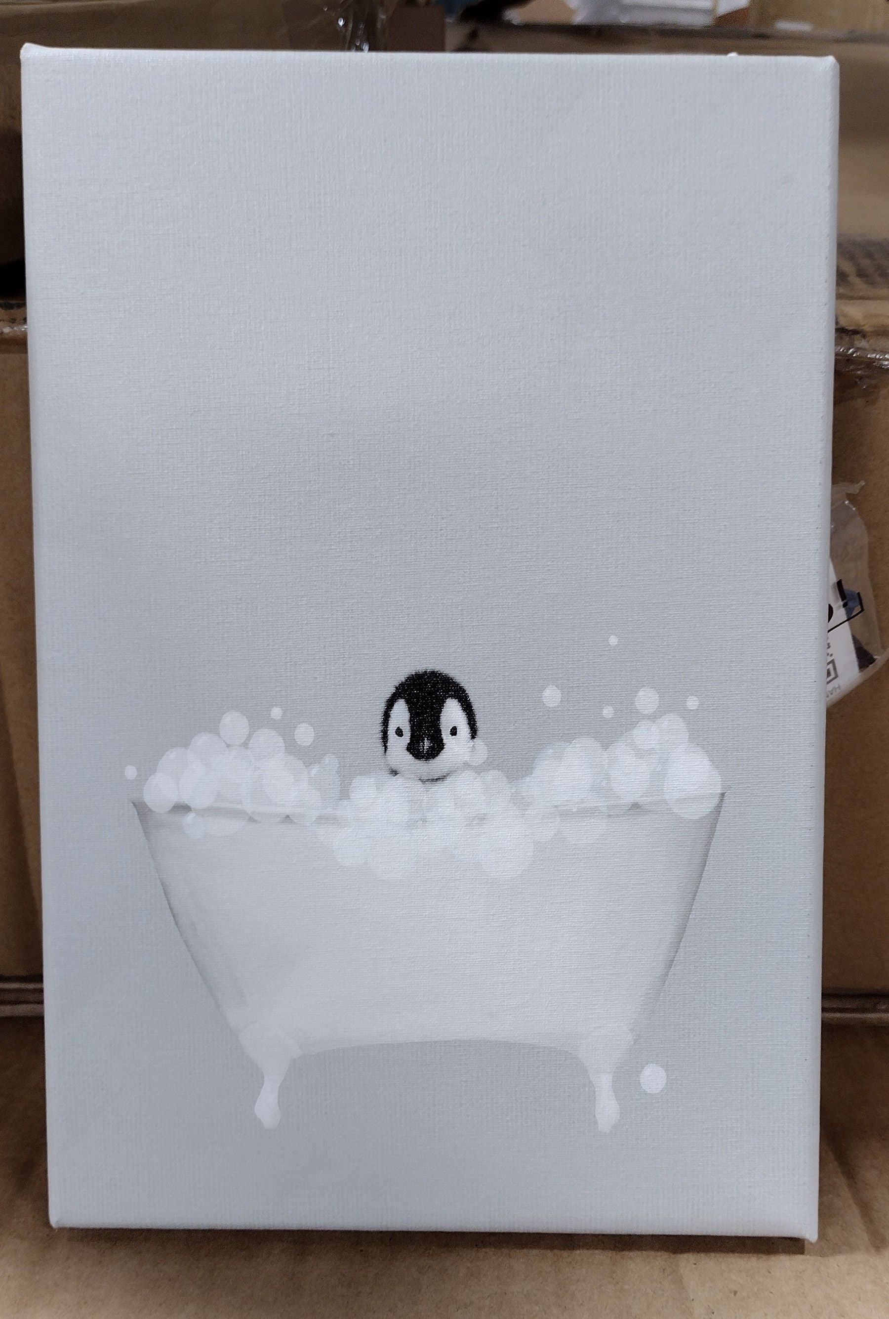 12" H x 8" W x 0.75" D Penguin Blue Bath by Leah Straatsma Graphic Art on Canvas