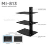 Otselic Wall Mounted AV Component Shelving System with 3 Adjustable Tempered Glass Shelves, Black (#K5635)