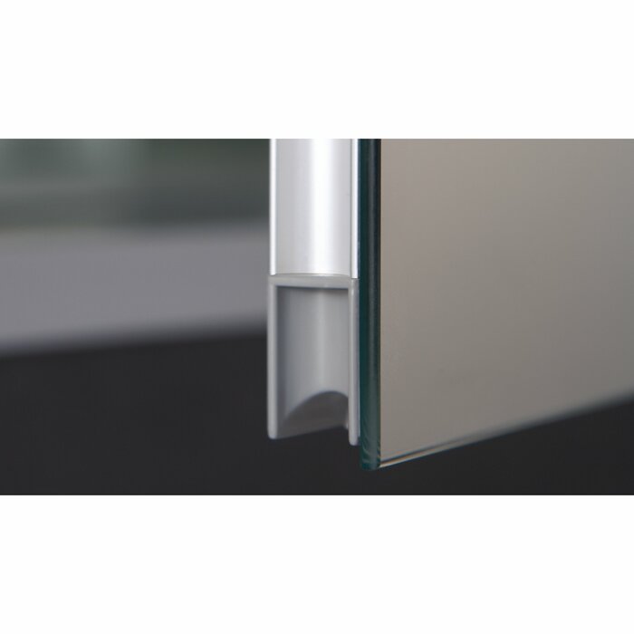 30" x 19.25" x 6" Silver M Series Recessed Framed Medicine Cabinet with 3 Adjustable Shelves and LED Lighting