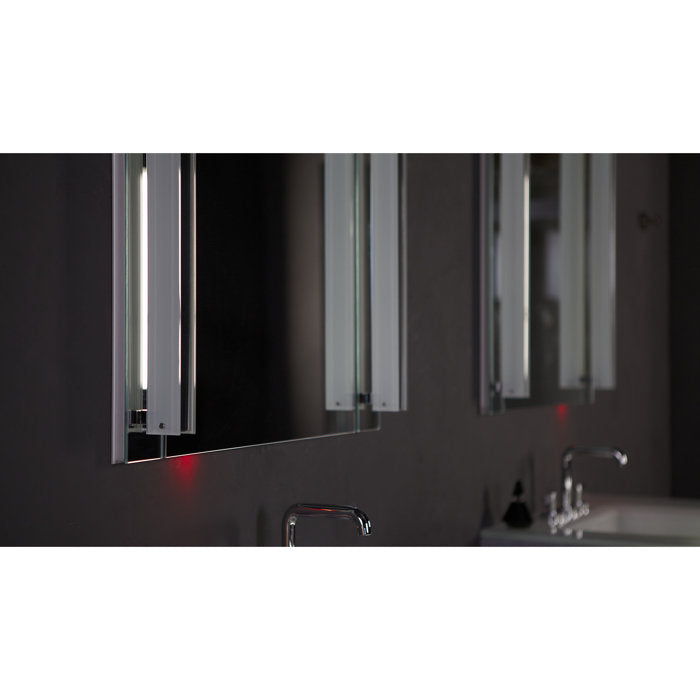 30" x 19.25" x 6" Silver M Series Recessed Framed Medicine Cabinet with 3 Adjustable Shelves and LED Lighting