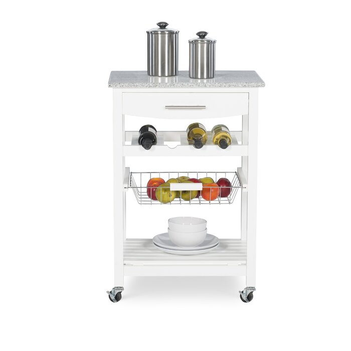 Macy 22.88'' Wide Rolling Kitchen Cart with Granite Top