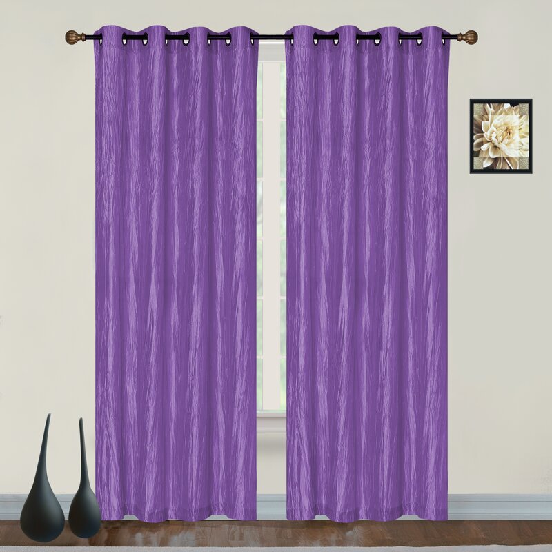 Maestas Crushed Taffeta Solid Color Room Darkening Grommet Curtain Panels (Set of 2) B109-KS434