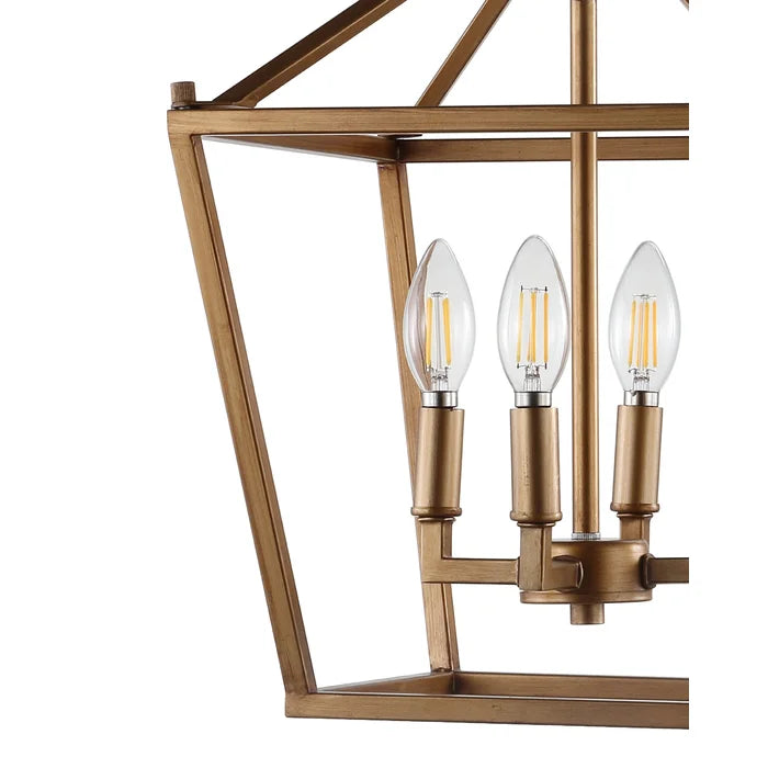 18" H x 12" W x 12" D Antique Gold Maggiemae 4 - Light Lantern Geometric Chandelier, (Set of 2)