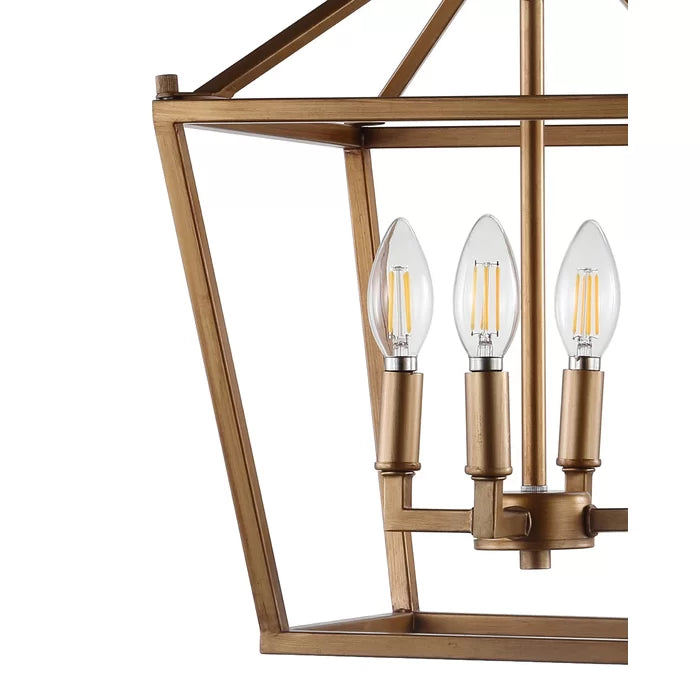 18" H x 12" W x 12" D Antique Gold Maggiemae 4 - Light Lantern Geometric Chandelier, (Set of 2)