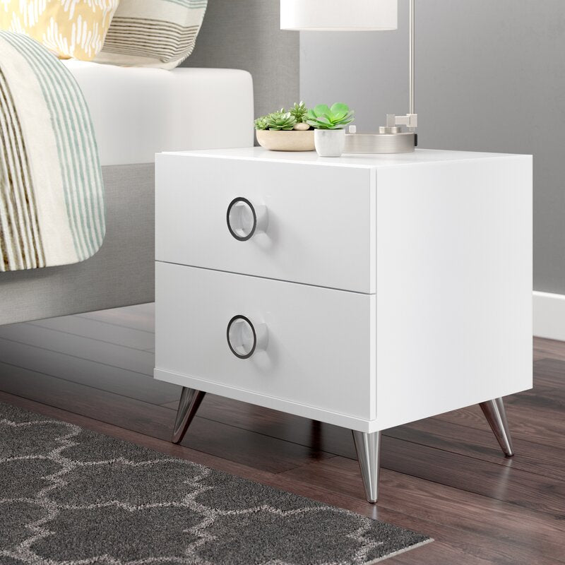 White Magnus 2 - Drawer Nightstand K8401