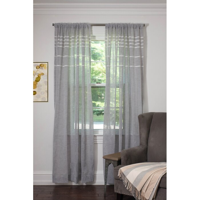 Mahalia Home Striped Sheer Rod Pocket Curtain Panels (Set of 2) EE1236